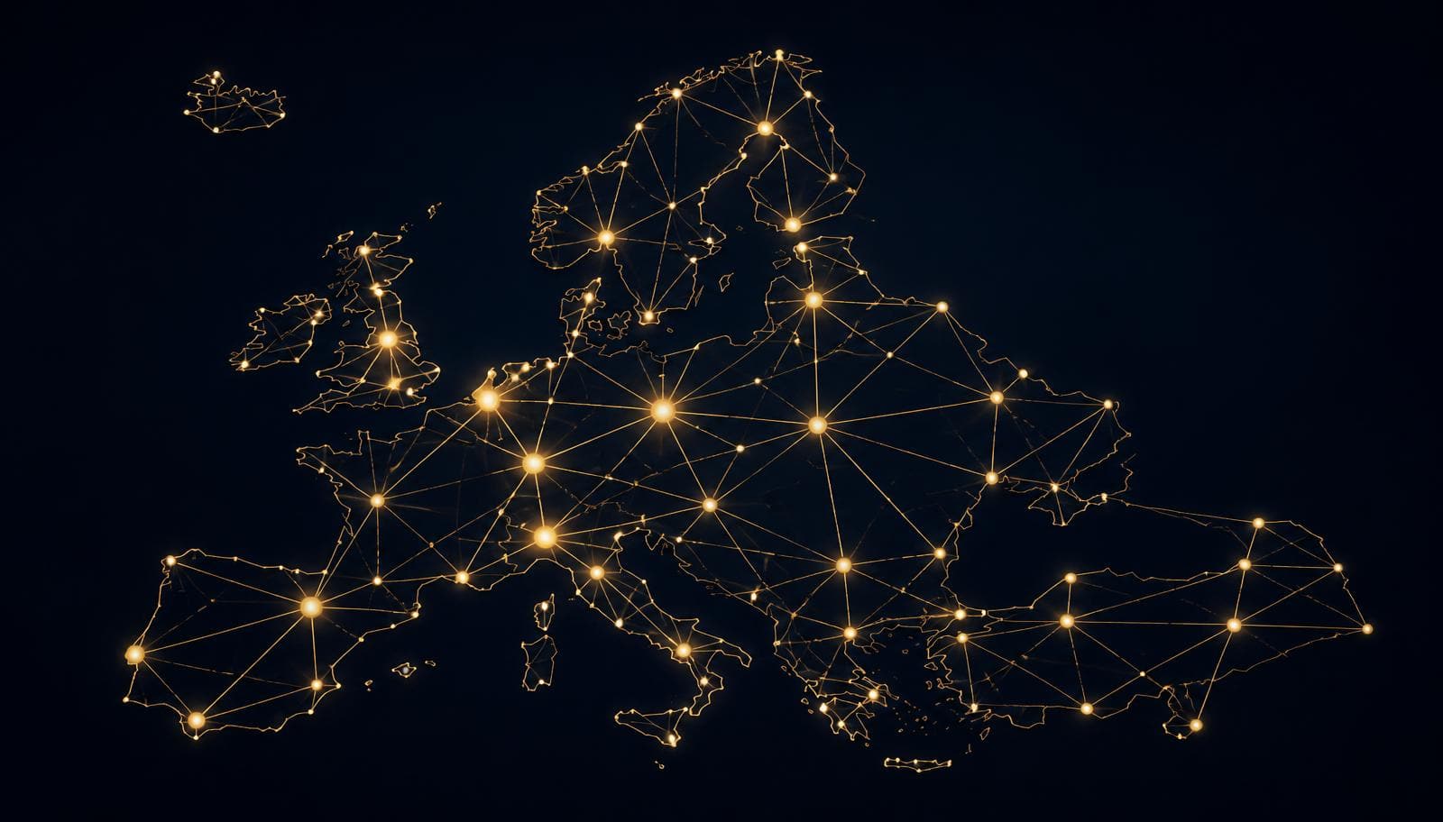 Illustrated network of connections between European cities